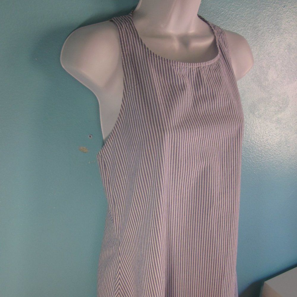 Mavi Size S Sustainable Cotton Summer Mini Dress with Tie Back in Blue Stripe